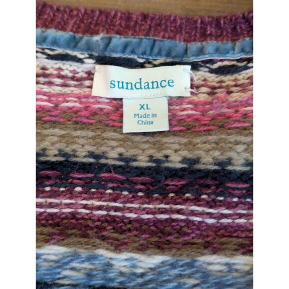 SUNDANCE CATALOG Fair Isle Cardigan XL Nordic Wool Blend Oversized Sweater - Picture 3 of 7